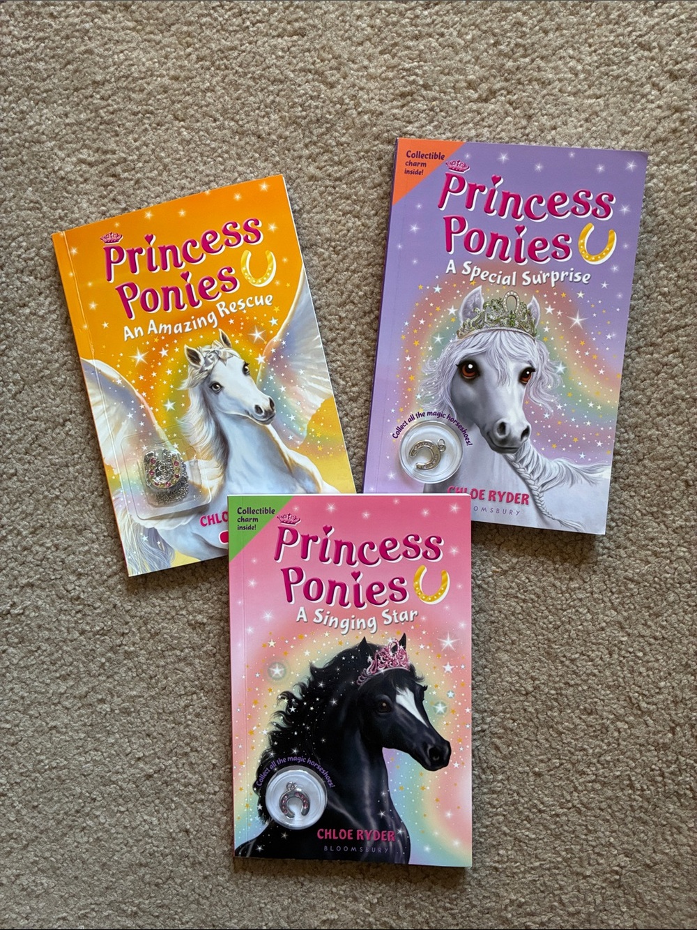 Princess Ponies Books With Collectible Charms - Set Of 3 - Author Chloe Ryder